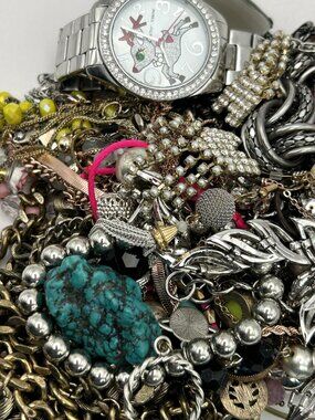 2 lbs Jewelry Lot Vintage to Now Costume Wear Resell Craft Betsey Johnson Guess